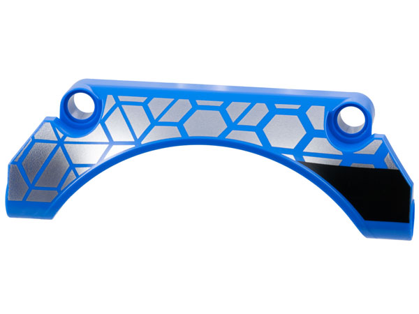 Technic, Panel Car Mudguard Arched 9 x 2 x 3 Straight Top with Silver Polygons and Thick Black Stripe Pattern Model Left Side