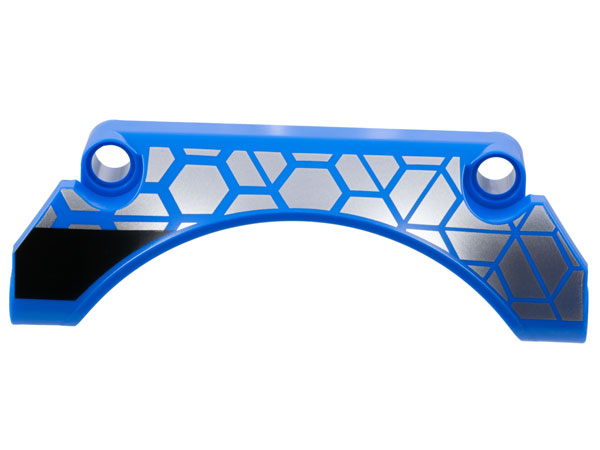 Technic, Panel Car Mudguard Arched 9 x 2 x 3 Straight Top with Silver Polygons and Thick Black Stripe Pattern Model Right Side