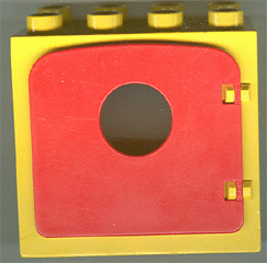 Duplo Door / Window Frame 2 x 4 x 3 Flat Front Surface with Red Door / Window with Porthole (4253 / 4248)