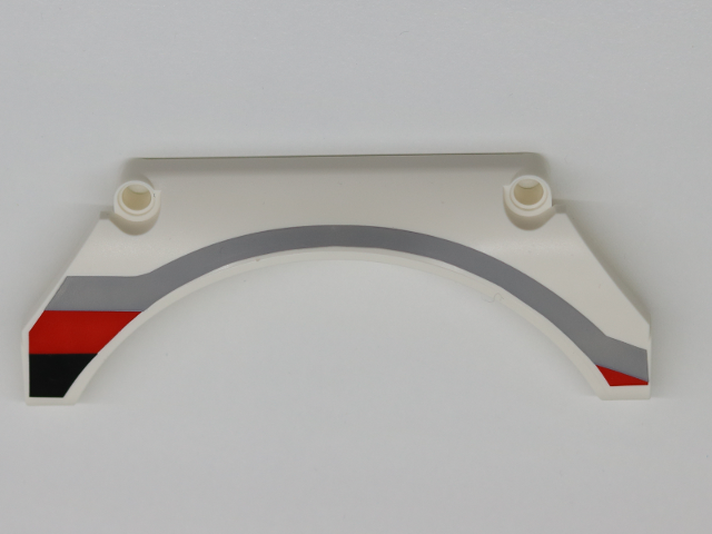 Technic, Panel Car Mudguard Arched 13 x 2 x 5 Straight Top with Black, Red and Gray Stripes Pattern Model Front Left Side