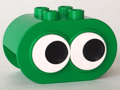 Duplo, Brick 2 x 4 x 2 Rounded Ends with Moving Black and White Eyes