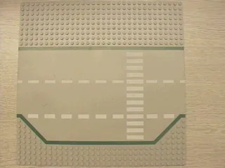 Baseplate, Road 32 x 32 3 Lane with Green Lines, White Dashed Lines, and Crosswalk Pattern