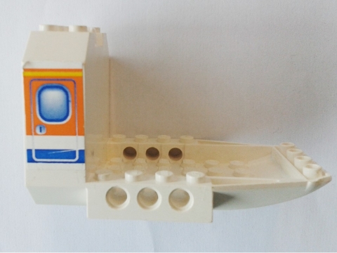 Aircraft Fuselage Forward Bottom Angular 6 x 10 x 5 (Cockpit) with Blue and Orange Door Pattern on Both Sides (Stickers) - Set 4619