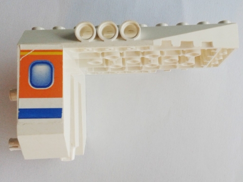 Aircraft Fuselage Aft Section Angular Bottom 6 x 10 x 5 with Blue and Orange Window Pattern on Both Sides (Stickers) - Set 4619