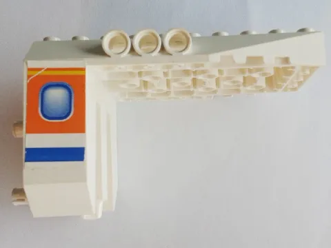 Aircraft Fuselage Aft Section Angular Bottom 6 x 10 x 5 with Blue and Orange Window Pattern on Both Sides (Stickers) - Set 4619