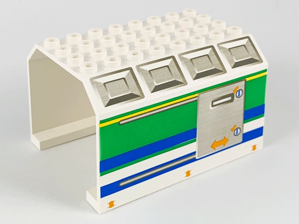 Aircraft Fuselage Middle Angular Top 6 x 8 x 4 with Door on Blue, Green, and Yellow Stripes Pattern