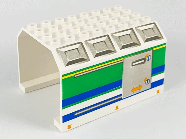 Aircraft Fuselage Middle Angular Top 6 x 8 x 4 with Door on Blue, Green, and Yellow Stripes Pattern
