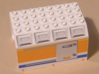 Aircraft Fuselage Middle Angular Top 6 x 8 x 4 with Door on Blue, Orange, and Yellow Stripes Pattern