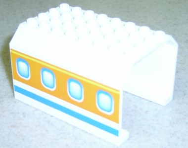 Aircraft Fuselage Middle Angular Top 6 x 8 x 4 with Windows on Blue, Orange, and Yellow Stripes Pattern