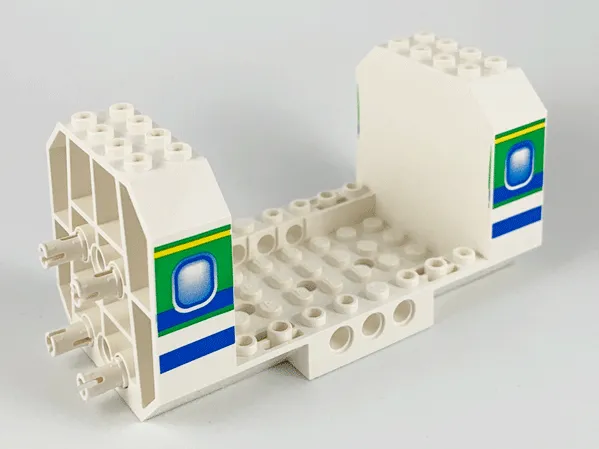 Aircraft Fuselage Angular Bottom 6 x 12 x 5 with Windows on Green & Blue Stripes Pattern
