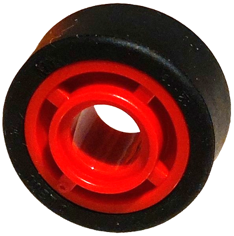 Wheel 11mm D. x 8mm with Center Groove, 4 Spokes with Black Tire 14mm D. x 6mm Solid Smooth (42610 / 50945)