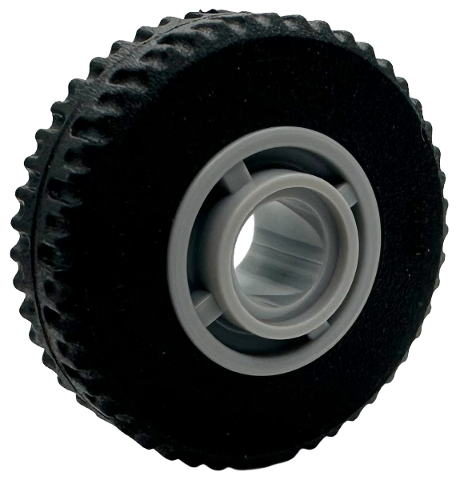 Wheel 11mm D. x 8mm with Center Groove, 4 Spokes with Black Tire 21 x 6 (42610 / 5813)