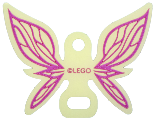 Plastic Part for Set 42661 - Wings Fairy / Butterfly Shape with Magenta Veins on Bright Light Yellow Background Pattern