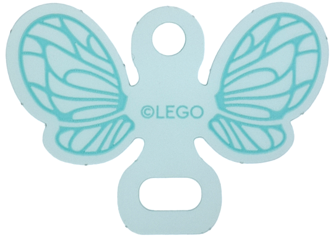 Plastic Part for Set 42661 - Wings Fairy / Bumblebee Shape with Dark Turquoise Veins on Light Aqua Background Pattern