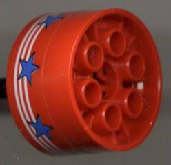 Wheel 20 x 30 Technic with 3 White Stripes and 7 Blue Stars Pattern (Sticker) - Set 6615