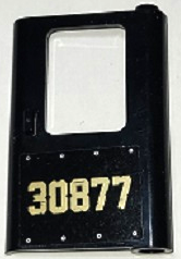 Door 1 x 4 x 5 Train Right, Thick Support at Bottom with Gold '30877' and Rivets Pattern (Sticker) - Set 70424