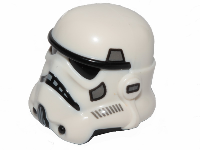 Minifigure, Headgear Helmet SW Stormtrooper with Molded Black Forehead, Eyes, Nose, Chin, and Panels on Back and Printed Dark Bluish Gray Marks Pattern (Undetermined Type)