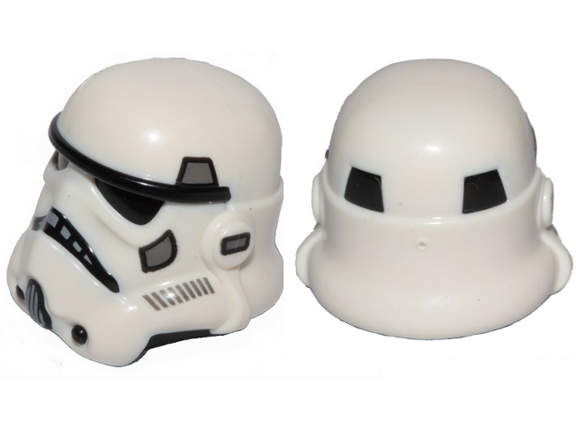 Minifigure, Headgear Helmet SW Stormtrooper with Molded Black Forehead, Eyes, Nose, Chin, and Panels on Back and Printed Dark Bluish Gray Marks Pattern