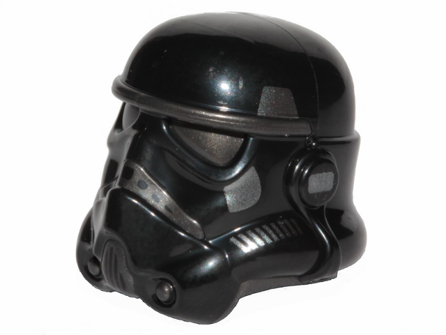 Minifigure, Headgear Helmet SW Stormtrooper with Molded Pearl Dark Gray Forehead, Eyes, Nose, Chin, and Panels on Back and Printed Dark Silver Marks Pattern (Shadow Trooper)