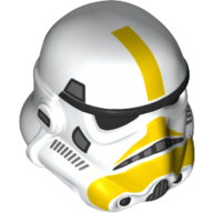 Minifigure, Headgear Helmet SW Stormtrooper with Molded Black Forehead, Eyes, Nose, Chin, and Panels on Back and Printed Dark Bluish Gray Marks and Yellow Stripe Pattern