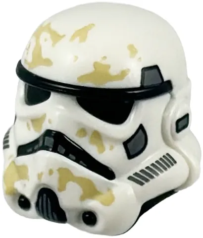 Minifigure, Headgear Helmet SW Stormtrooper with Molded Black Forehead, Eyes, Nose, Chin, and Panels on Back and Printed Dark Bluish Gray Marks and Tan Dirt Stains Pattern 2 (Sandtrooper)