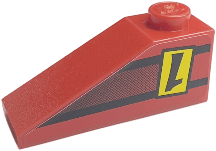 Slope 33 3 x 1 with Upside-down Black Number 1 on Yellow Rectangle Pattern Model Right Side (Sticker) - Set 8209