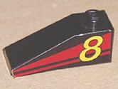 Slope 33 3 x 1 with Yellow Number 8 on Red Stripes Pattern Model Left Side (Sticker) - Set 8818