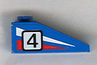 Slope 33 3 x 1 with Black Number 4 on Red and White Stripes Pattern Model Right Side (Sticker) - Set 6539