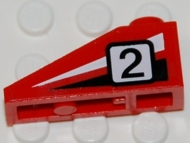 Slope 33 3 x 1 with Black Number 2 on Black and White Stripes Pattern Model Left Side (Sticker) - Sets 4555 / 6539