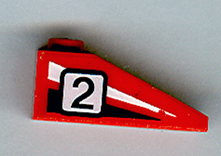 Slope 33 3 x 1 with Black Number 2 on Black and White Stripes Pattern Model Right Side (Sticker) - Sets 4555 / 6539