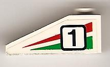 Slope 33 3 x 1 with Black Number 1 on Green and Red Stripes Pattern Model Left Side (Sticker) - Set 6539