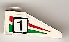 Slope 33 3 x 1 with Black Number 1 on Green and Red Stripes Pattern Model Right Side (Sticker) - Set 6539