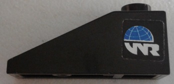 Slope 33 3 x 1 with Globe and White 'WR' World Racers Logo Pattern Model Left Side (Sticker) - Set 8863