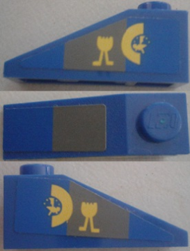 Slope 33 3 x 1 with Blue and Gray Panels on Top and Sides and Yellow Markings on Sides Pattern (Stickers) - Set 7962