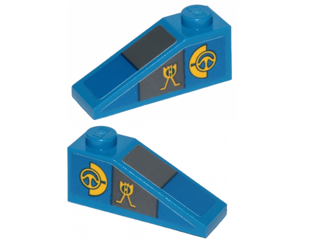 Slope 33 3 x 1 with Blue and Gray Panels on Top and Sides and Yellow Markings on Sides Pattern 2 (Stickers) - Set 75258