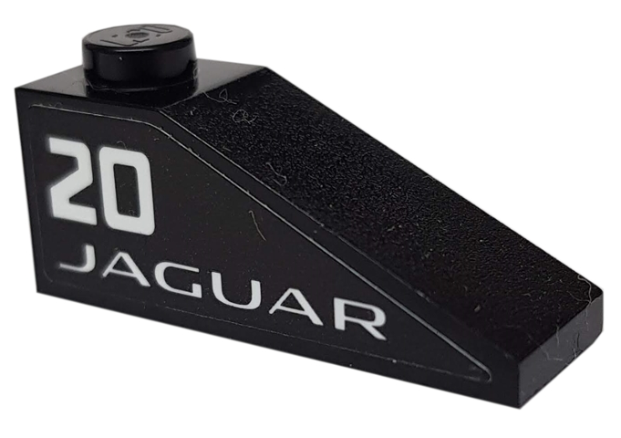 Slope 33 3 x 1 with White Number 20 and 'JAGUAR' on Black Background Pattern Model Left Side (Sticker) - Set 76898