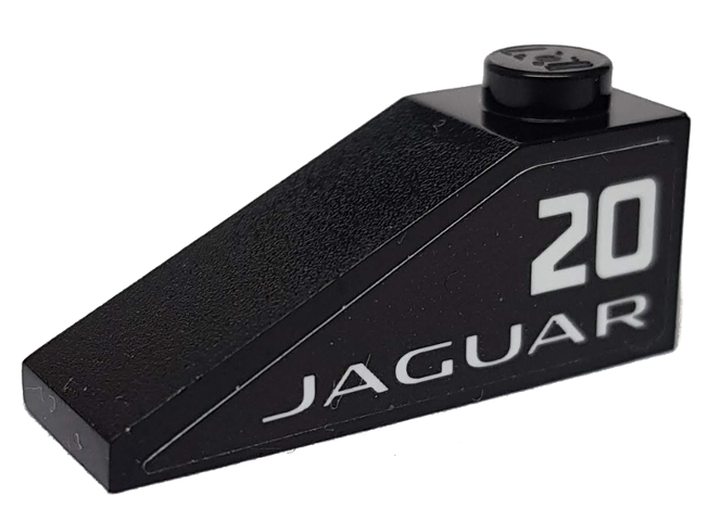 Slope 33 3 x 1 with White Number 20 and 'JAGUAR' on Black Background Pattern Model Right Side (Sticker) - Set 76898