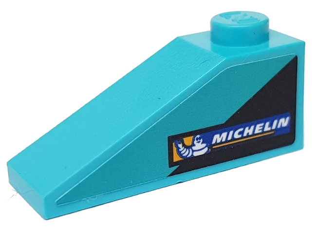 Slope 33 3 x 1 with Black Triangle and Michelin Logo on Medium Azure Background Pattern Model Left Side (Sticker) - Set 76898