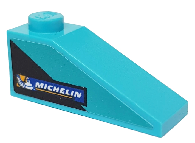 Slope 33 3 x 1 with Black Triangle and Michelin Logo on Medium Azure Background Pattern Model Right Side (Sticker) - Set 76898