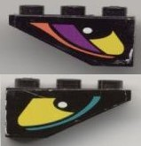 Slope, Inverted 33 3 x 1 with Yellow Eye with Dark Turquoise Stripe Left Pattern, Both Sides Different, Model Left Side (Stickers) - Set 8257