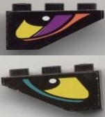Slope, Inverted 33 3 x 1 with Yellow Eye with Dark Turquoise Stripe Right Pattern, Both Sides Different, Model Right Side (Stickers) - Set 8257