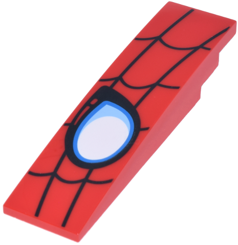 Slope, Curved 8 x 2 with Bright Light Blue and White Eye and Black Spider Web Pattern Model Left Side