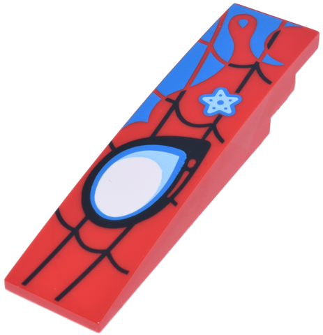 Slope, Curved 8 x 2 with Bright Light Blue and White Eye, Black Spider Web, Blue Swirls and Star Pattern Model Right Side