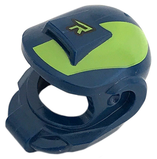 Minifigure, Headgear Helmet Space with Lime 'R' and Stripe Pattern