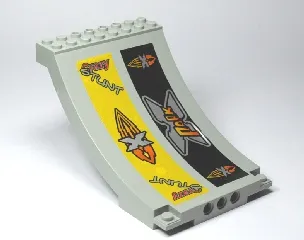 Sports Arena Section / Skateboard Ramp with X-Park, Island Xtreme Stunts Logo, and Crazy Stunt Pattern (Stickers) - Set 6738