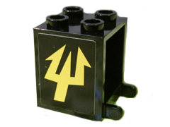 Container, Box 2 x 2 x 2 with Yellow Trident (Aquaraiders II) Pattern on Both Sides (Stickers) - Set 7776