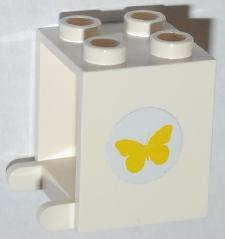 Container, Box 2 x 2 x 2 with Yellow Butterfly Pattern (Sticker) - Set 3315