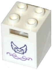 Container, Box 2 x 2 x 2 with Dark Purple Envelope with Wings and Medium Lavender Swirls Pattern (Sticker) - Set 41176