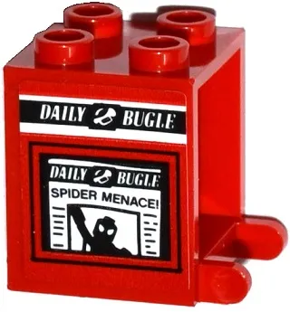 Container, Box 2 x 2 x 2 with Newspaper 'DAILY BUGLE' and 'SPIDER MENACE!' Pattern (Sticker) - Set 76058