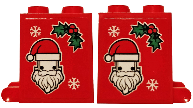 Container, Box 2 x 2 x 2 with Santa, 2 Snowflakes and Holly Pattern on Both Sides (Stickers) - Set 40353